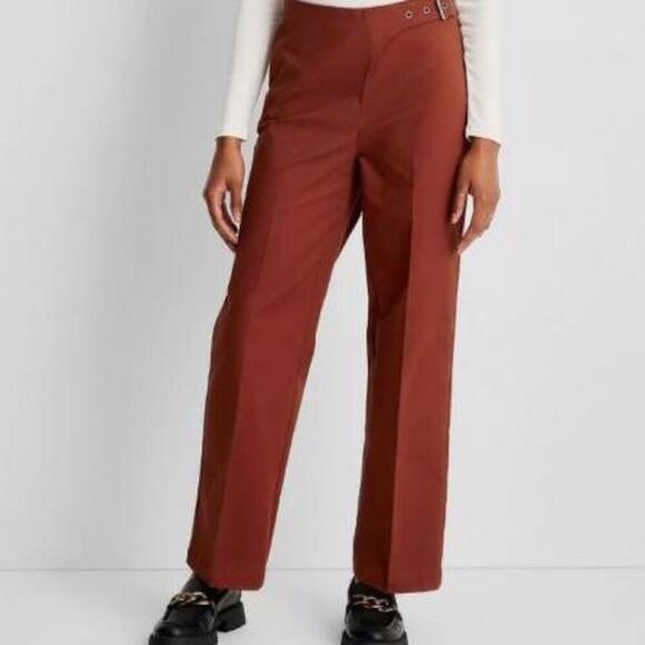 High Rise Straight Leg Rust Pants | Future Collective | 16 - Picture 1 of 12